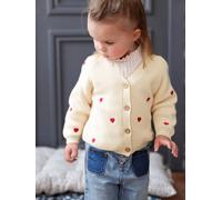 VERTBAUDET Gilet brodé col V bébé en côtes anglaises Cottage écru 6M(67CM)