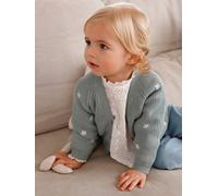 VERTBAUDET Gilet brodé col V bébé en côtes anglaises Cottage Vert d'eau 36M(97CM)