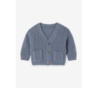 VERTBAUDET Gilet bébé col V en Maille Grosse jauge Bleu grisé 9M(71CM)