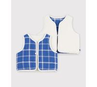 Gilet bébé en flanelle et sherpa sans manches à carreaux Petit Bateau - écru - Taille 6 mois 6M écru/multicouleur