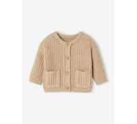 Gilet bébé en maille grosse jauge beige chiné 6M(67CM)