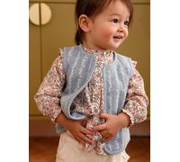 Gilet bébé sans manche denim fleurs stone 3M(60CM)