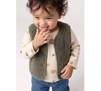 Gilet bébé sherpa à pressions vert 3M(60CM)