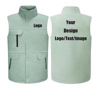 Gilet Bouffant en Coton Épais pour Hommes, Veste Matelassée sans Manches, Logo Personnalisé, Vêtements De Travail, Randonnée, Pêche, Gilet Chaud en Plein Air avec Fermeture Éclair Color2,XL