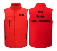 Gilet Bouffant en Coton Épais pour Hommes, Veste Matelassée sans Manches, Logo Personnalisé, Vêtements De Travail, Randonnée, Pêche, Gilet Chaud en Plein Air avec Fermeture Éclair Color3,L