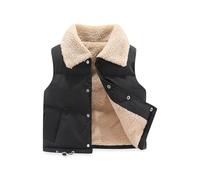 Gilet bouffant en coton sans manches avec boutons et col à revers, veste en polaire, manteau pour enfants, manteau de printemps léger et chaud pour filles, taille 3 ans, pull bleu marine 4 ans (noir,