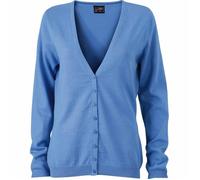 Gilet boutonné cardigan - JAMES & NICHOLSON - JN660 - Femme - Bleu - Col boutonné M