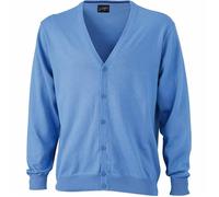 Gilet boutonné cardigan - JAMES & NICHOLSON - JN661 - Homme - Bleu - Col boutonné M