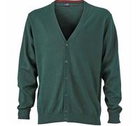 Gilet boutonné cardigan - JAMES & NICHOLSON - JN661 - Vert - Homme - Col boutonné S