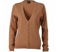 Gilet cardigan boutonné - JAMES & NICHOLSON - FEMME - beige - tricot léger 100% coton M