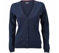 Gilet cardigan boutonné - JAMES & NICHOLSON - FEMME - bleu marine - tricot léger 100% coton S