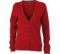 Gilet cardigan boutonné - JAMES & NICHOLSON - FEMME - Rouge bordeaux - Tricot léger 100% coton XS