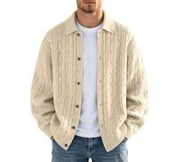 Gilet Cardigan Classique pour Homme, col en V lacé, Devant en Maille, Pull | Veste Tendance Homme Manteau Moumoute Marque Safari Moto Soirée Hussard Molletonné Customisée Troué