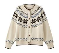 Gilet cardigan en maille à motif géométrique pour femme - Veste pull ample | Blazer Pied De Poule Noir Et Blanc Long Veston Jaune Lainée Trapèze Emeraude Type Lila Armée Croute Blanches