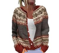 Gilet Cardigan Femme Cardigan Tricoté Gilet Manches Longues Décontracté Imprimé Pull Bouton Ouvert Automne Hiver Veste Femme Léger Chaud Chandail Grande Taille Élégant Manteau