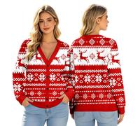Gilet Cardigan imprimé de Noël en Imitation Pull, Pull et Pull. | Veste En Cuir Fourrure Doudoune Jeans Luxe Des Electrique Bouton Deperlante 46 Moderne Multicolor Irlandaise