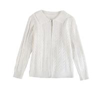 Gilet Cardigan pour Filles léger et Confortable Fermeture éclair Pratique Pull Doux décontracté pour Enfants Adaptation Quotidienne et Campus (White, 4-5 Years) #162
