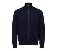 Gilet Cardigan - Selected - Full zip - Coton Pima - Bleu - Col montant XXL