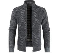 Gilet Cardigan Veste Hommes Grosse Maille Unie Figure géométrique col montant XXL