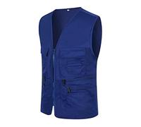 Gilet cargo pour homme - Gilet d'été léger - Avec de nombreuses poches - Séchage rapide - Gilet de travail - Respirant - Softshell - Veste de camping - Gilet de reporter, O bleu., XXXL