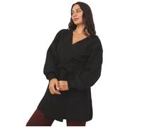 Gilet ceinturé mi-long à manches bouffantes.Finitions bord côte sur les poignets. pour femme - Gilets, cardigans - La Modeuse Taille unique