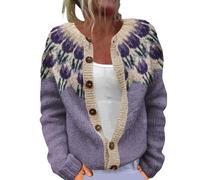 Gilet Chaud Femme Cardigan Tricoté Gilet À Manches Longues Automne Hiver Imprimé Chandail Bouton Ouvert Chaud Veste Femme Léger Décontracté Manteau Ample Grande Taille Pull