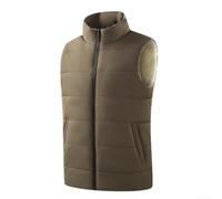 Gilet chaud sans manches imperméable à col montant pour homme (Café M) | Coque extérieure imperméable, isolation chaude, col montant, design sans manches, vêtement d'automne et d'hiver