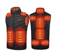 Gilet chauffant électrique USB pour extérieur, moto, camping, pêche, ski, noir, 4X-Large