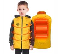 Gilet Chauffant Enfant Veste Chauffante Sans Manche électrique USB Enfants Garçons Filles avec 3 Zones de Chauffage et Température Sur 2 Niveaux pour Camping Coupe-Vent Imperméable Ski