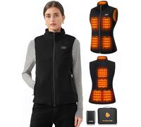 Gilet Chauffant Femme avec Batterie Incluse de 16000mAh 7.4V, Gilet Chauffant Polaire avec 9 Zones Chauffantes pour Hiver, Gilet Chauffant pour Sports en Plein Air-S