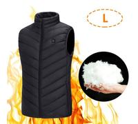 Gilet Chauffant Gilet Thermique Plus Chaud Alimenté Par Usb Fonctionné À 3 Niveaux Température Réglable Col Haut Conception De Fermeture À Glissière Taille L Noir Pour Les Activités De Plein Air