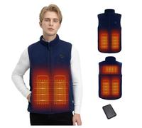 Gilet Chauffant Homme avec Batterie incluse 10000mAh, Veste Chauffante Homme 5 Zones Chauffage rapide, Gilet Chauffant avec Contrôle de Température à Trois Vitesses pour de Plein Air Sports Hiver