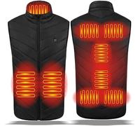 Gilet Chauffant Homme et Femme, USB électrique Veste Chauffante Hiver Chaud Léger sans Manches Manteau Doudoune, Lavable pour Camping Le Ski en Plein Air Moto Chasse (Color : Black, Size : 6XL)