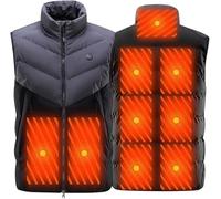Gilet Chauffant Hommes Gilet Chauffant électrique Chargement USB Veste Chauffante pour Le Camping en Plein Air Randonnée, Grey, XXL