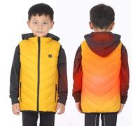 Gilet Chauffant Léger 5v Chargement USB Enfants Veste Chaude sans Manches Vêtements Chauffants Lavables Gilet De Sport pour Le Camping en Plein Air Randonnée, Yellow, 120