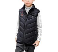 Gilet Chauffant pour Enfants sans Manche Garçons Filles Veste Chauffante Manteau Doudoune Chauffant avec 2 Zones de Chauffage pour Le Travail en extérieur Tenue Quotidienne Ski Équitation Moto
