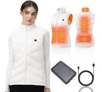 Gilet Chauffant pour Femme avec Batterie 10000 mAh, Veste Chauffante Électrique Hiver Chaude à Coupe Ajustée et Confortable - Idéale pour la Randonnée, le Camping, le Quotidien et comme Cadeau de Noël