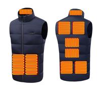 Gilet chauffant pour homme et femme, gilet chauffant électrique avec 9 zones de chauffage, batterie non incluse, bleu, 4XL