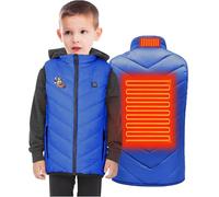 Gilet Chauffant USB Enfants Garçons Filles Veste Chauffante 2 Températures Réglables avec Poches Doudoune Sans Manche Manteau Vêtements Chauffants Lavable pour Ski Pêche Camping de Pêche