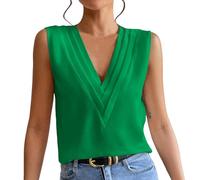 Gilet Costume Femme Grande Taille, DéBardeur Femme Sexy,Debardeur Femme Chic Et Elegant Couleur Pure Col V Camis DéContracté LéGèRe Confortable T Shirt Respirant sans Manches Basique Tendance Tops