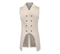 Gilet Costume Homme Steampunk Veste Steampunk Vintage Gothique Médiévale pour Hommes SAMS Manches Victorien, Renaissance, Gothique, Rétro, Halloween, Cosplay, Costume Adulte Cosplay Tailcoat