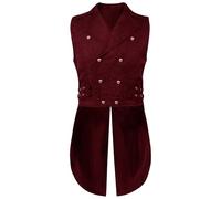 Gilet Costume Homme Steampunk Veste Steampunk Vintage Gothique Médiévale pour Hommes SAMS Manches Victorien, Renaissance, Gothique, Rétro, Halloween, Cosplay, Costume Adulte Cosplay Tailcoat