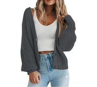 Gilet Court d'hiver pour Femme Cardigans Veste Automne Manches Carreaux Polaire Mariage Col Chic Sweet Capuche Sweat Cardigan Femme Grande Taille Pull Grande Taille Gris L