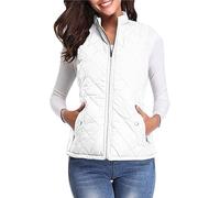 Gilet Court Femme Grande Taille, Doudoune Legere Femme Col Montant Manches Longues Uni Matelassé Manteau sans Manche épaissir Chaudes avec Fermeture éclair Poches Classique Courte Doudounes