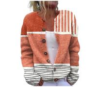 Gilet Crochet Femme Boheme Multicouleur Cardigan Crochet Femme Chic Veste Tricot Imprimé Fleurie Mode Bouton Matelassée Manteau Vintage Élégant Cardigan Chaud Doux Manteau De Automne Hiver
