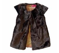 Gilet de berger long fausse fourrure réversible velours capucine marron rose 2/3A