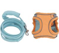 Gilet de chat sangles et couleur de la laisse bloqué réfléchissant réglable évasion -proof chaton pour marcher à l'extérieur bleu orange xl