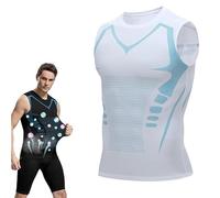 Gilet de compression à manches courtes pour homme - T-shirts de sport Cool Dry, tops de base Vitaboost pour le gym et la course, vêtements d'activité évacuant l'humidité, blanc, XXL