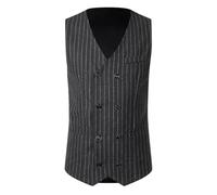Gilet de costume à rayures fines pour homme avec fermeture à boutons, sangle arrière réglable, style professionnel classique, coutures de qualité supérieure, coupe confortable, gris, 85