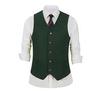 Gilet de costume en daim pour homme Coupe ajustée, vert chasse, 3X-Large